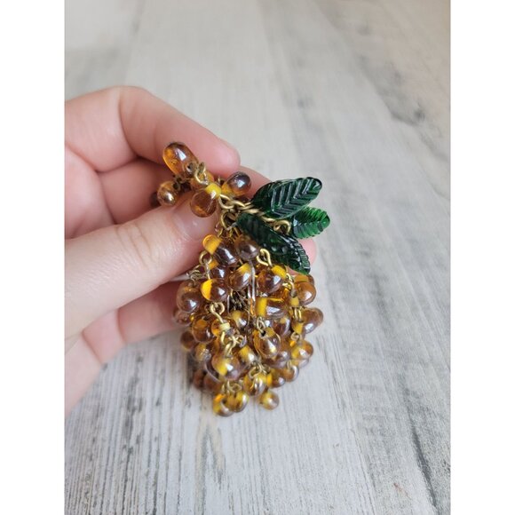 Vintage mini yellow grape beaded Vine ornament Xmas - Picture 4 of 6